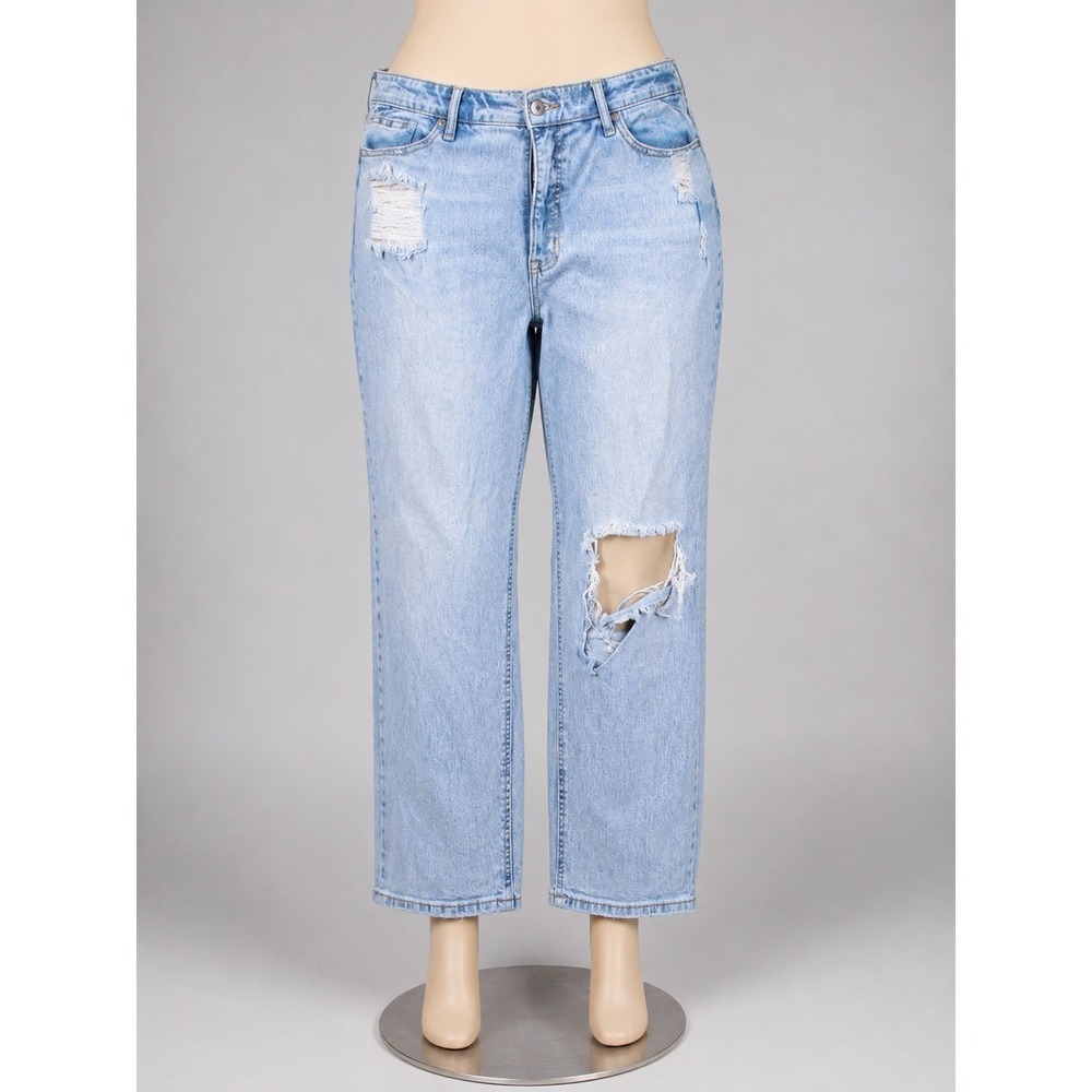 Sofia Jeans Adora Curvy Girlfriend Momcore Ankle Distressed Light Wash Sz 16